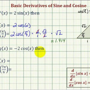 Ex: Derivative and Derivative Value of Basic Cosine and Sine Functions