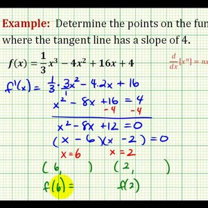 Ex:   Determine the Points on a Function When the Tangents Lines Have a Given Slope