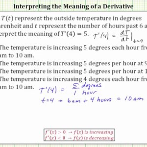 Interpret the Meaning of a Derivative Function Value (Temperature)