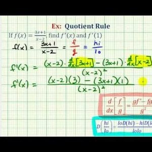Ex: Use the Quotient Rule to Find the Derivative and Derivative Value (Basic)