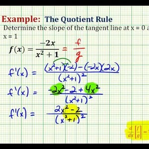 Ex:   Determine the Slope of   a Tangent Line Using the Quotient Rule