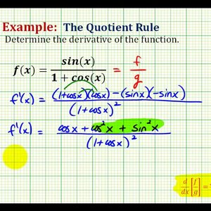 Ex 2:   Determine a Derivative Using the Quotient Rule Involving a Trig Function