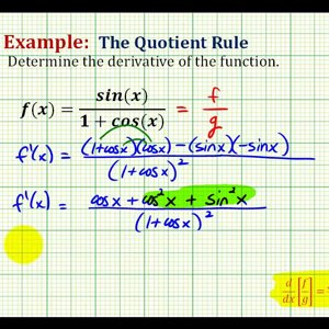 Ex 2:   Determine a Derivative Using the Quotient Rule Involving a Trig Function