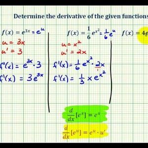 Ex 1:   Derivatives Involving the Exponential Function with Base e