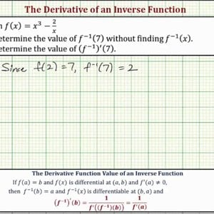 Ex: Find an Inverse Derivative Function Value (Cubic + Rational)