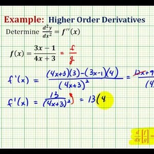 Ex 6:   Determine Higher Order Derivatives Requiring the Quotient Rule