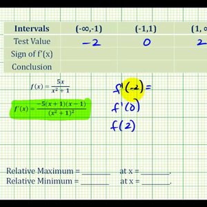 Ex 2:   Determine Relative Extrema Using The First Derivative Test Involving a Rational Function