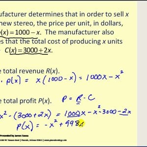 Finding Max and Mins Applications: Part 2