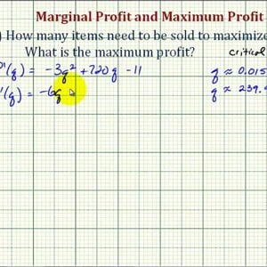 Ex: Profit Function Application - Maximize Profit