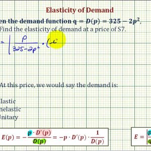 Ex: Elasticity of Demand - Quadratic Demand Function