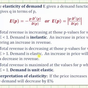 Determine Elasticity of Demand and Unit Elasticity Price (Linear Demand)