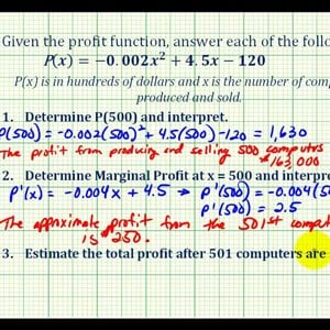 Ex:   Marginals and Marginal Profit