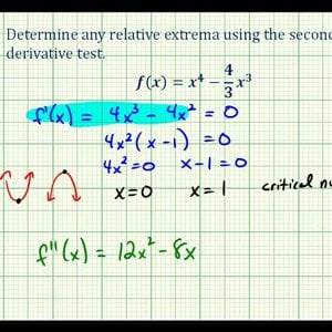 Ex 2:   The Second Derivative Test to Determine Relative Extrema