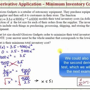 Ex: Derivative Application - Minimize Cost