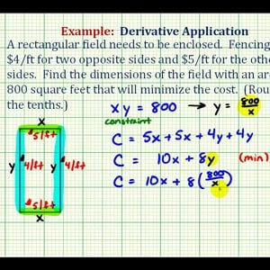 Ex:  Derivative Application - Minimize the Cost of a Fenced Area - YouTube
