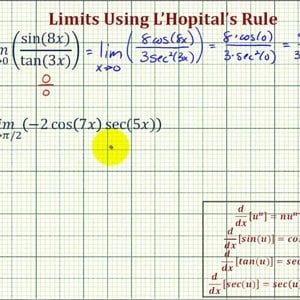 Ex 2: Use L'Hopital's Rule to Determine a Limit Approaching Zero with Trig Function