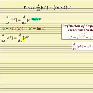 Proof - The Derivative of f(x)=a^x: d/dx[a^x]=(ln a)a^x (Definition)