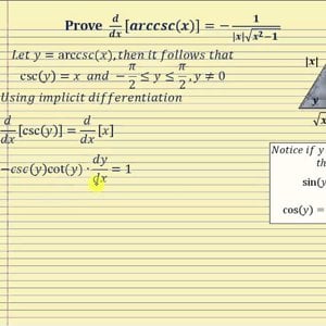 Proof - The Derivative of f(x)=arccsc(x):   d/dx[arccsc(x)]