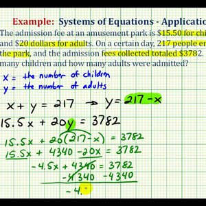 Ex:  System of Equations Application - Entrance Fees