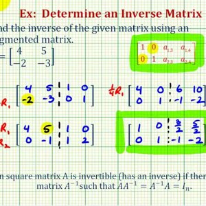 Ex: Inverse of a 2x2 Matrix Using an Augmented Matrix
