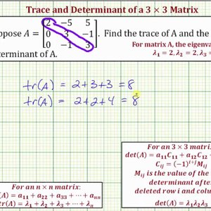 Ex: Find the Trace and Determinant of a 3x3 Matrix Using Eigenvalues ...