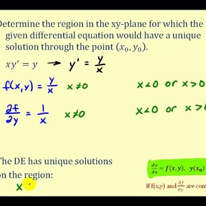 Find the Region a First Order Differential Equation Has a Unique Solution at a Point - Part 1 - YouTube