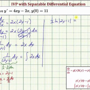 Ex:  Solve an IVP with a Separable Differential Equation in the form y'=axy-bx