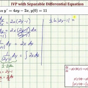 Ex:  Solve an IVP with a Separable Differential Equation in the form y'=axy-bx