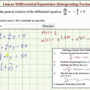 Ex 2: Solve a Linear First Order DE Using an Integrating Factor