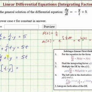 Ex 2: Solve a Linear First Order DE Using an Integrating Factor