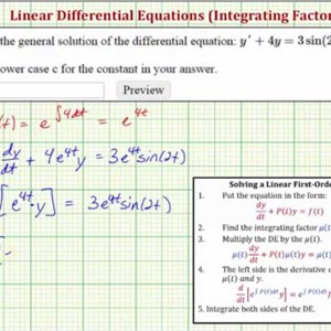 Ex 7: Solve a Linear First Order DE Using an Integrating Factor  (Integration by Parts Twice with Sub)