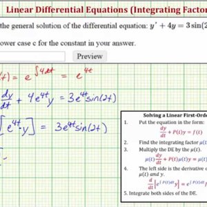 Ex 7: Solve a Linear First Order DE Using an Integrating Factor  (Integration by Parts Twice with Sub)