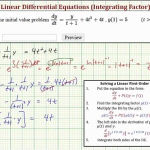 Ex: Solve a IVP Given Linear First Order DE Using an Integrating Factor