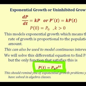 Applications of First Order Differential Equations - Exponential Growth:  Part 2