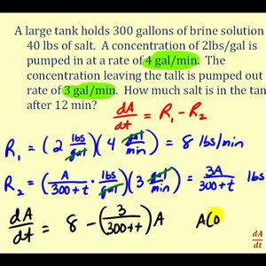 Applications of First Order Differential Equations - Mixing Concentrations 2