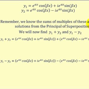 Linear Second Order Homogeneous Differential Equations - (complex roots)