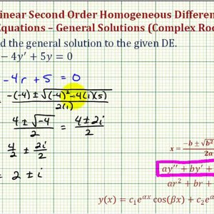 Ex: Linear Second Order Homogeneous Differential Equations - (complex roots)