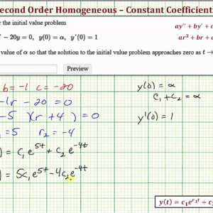 Ex: Solve Linear Second Order Homogeneous DE with Constant Coefficients to Determine an Initial Condition