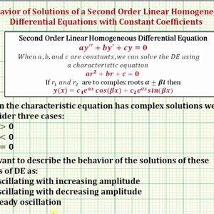 Describe the End Behavior of the Solutions to a Linear Second Order Homogeneous DE