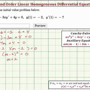 Ex: Solve a Second Order Cauchy-Euler DE Initial Value Problem (2 equal real)