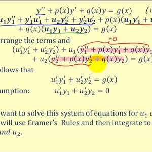 Derive the Variation of Parameters Formula to Solve Linear Second Order Nonhomogeneous DEs