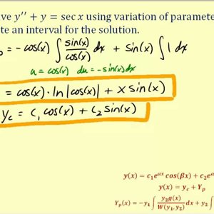Ex 3: General Solution to a Second Order DE Using Variation of Parameters (trig)
