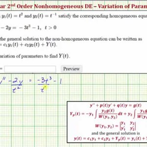 Find a Particular Solution to a Nonhomgeneous DE Using Variation of Parameters