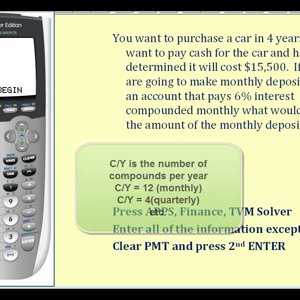 Determining the Monthly Saving Required to Reach a Financial Goal on the TI84