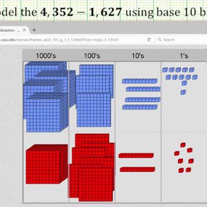 Subtract 4 Digit Whole Numbers Using Base 10 Blocks