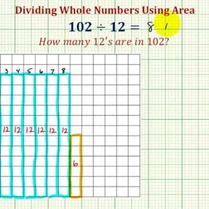 Division of Whole Numbers using Area (With Remainder)