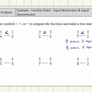 Comparing Fractions with the Same Numerators Or Same Denominators - No LCD (A)