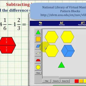 Ex 3: Find the Difference of Two Mixed Numbers Using Pattern Blocks