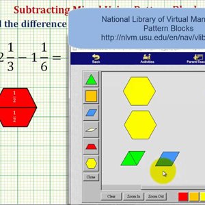 Ex 1: Find the Difference of Two Mixed Numbers Using Pattern Blocks (Basic)