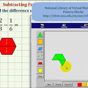 Ex 3: Find the Difference of Two Fractions Using Pattern Blocks (Simplifying)